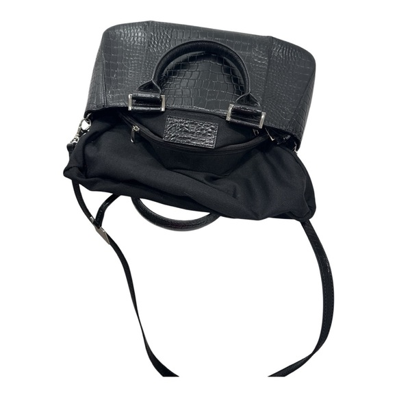 Etienne Aigner Black Crocodile-Embossed Satchel - Picture 14 of 14